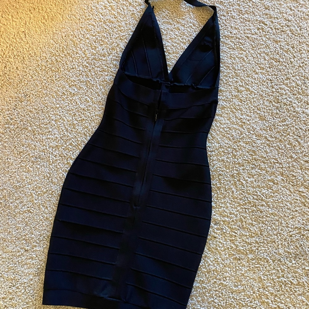 Herve Leger Black Halter Bandage Dress